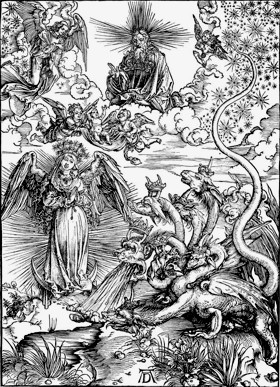 Albrecht Dürer: Apocalypse (the woman clothed with the sun and the seven-headed dragon)